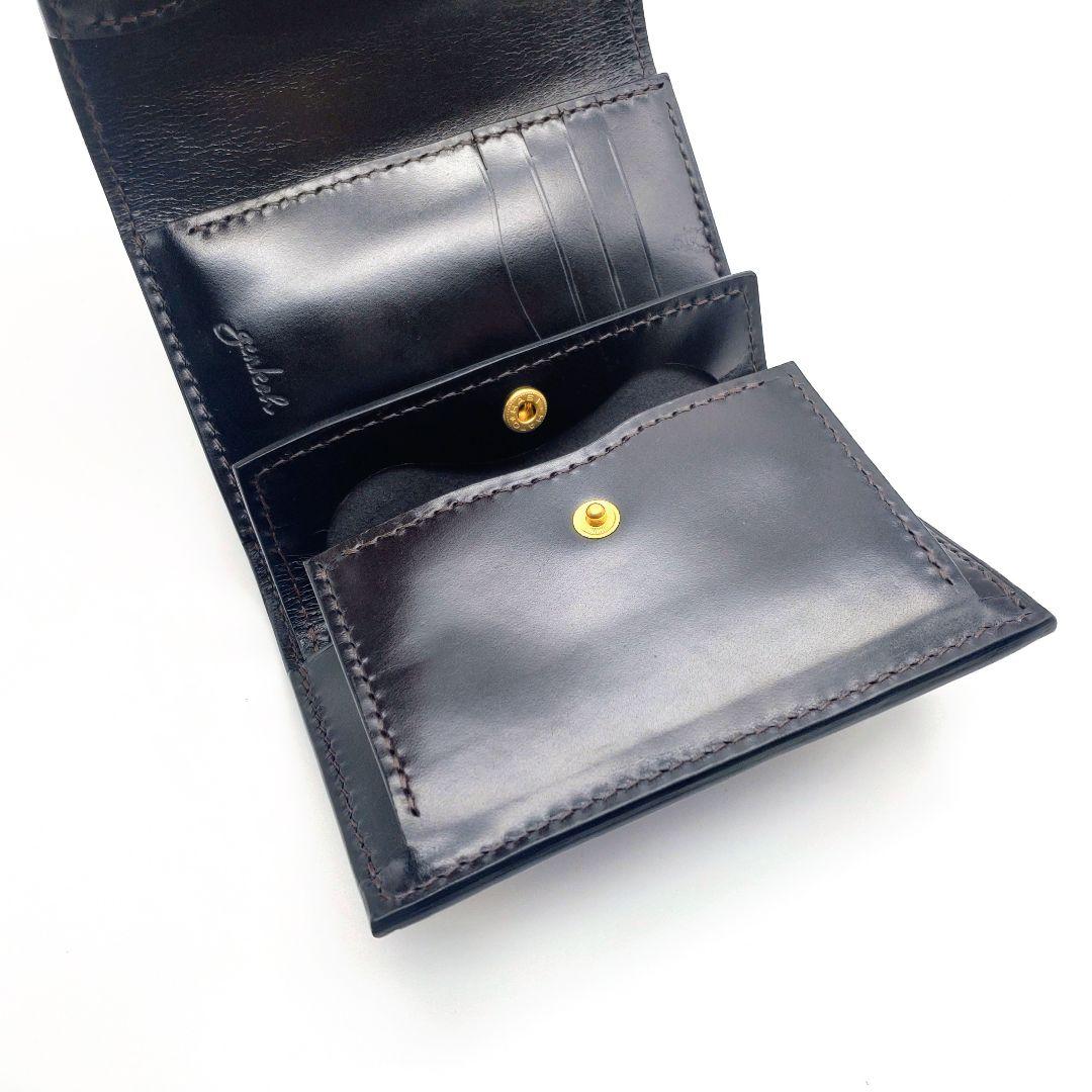 本革 コンパクト 財布 黒 ブラック メンズ レディース 牛革 レザー ゲンコウ