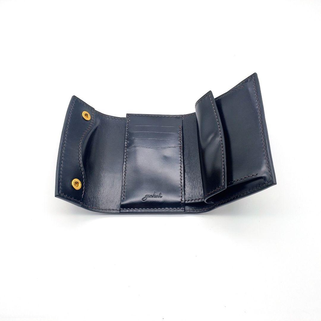 本革 コンパクト 財布 黒 ブラック メンズ レディース 牛革 レザー ゲンコウ