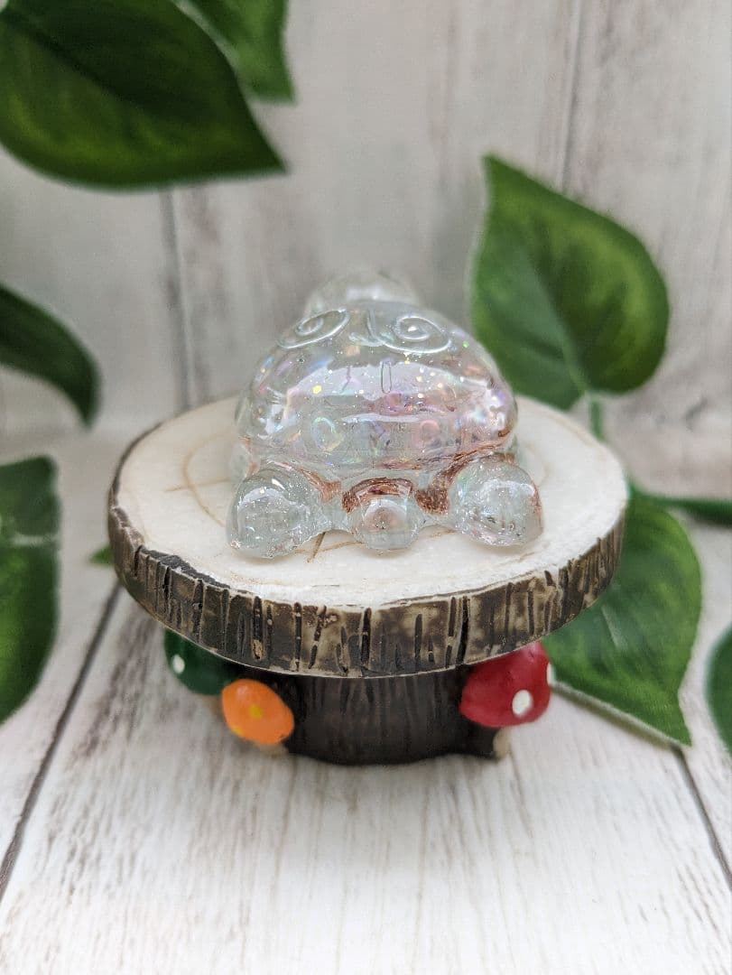 【ぴか】レインボーオーラ水晶のかめちゃん形オルゴナイト☆他３点