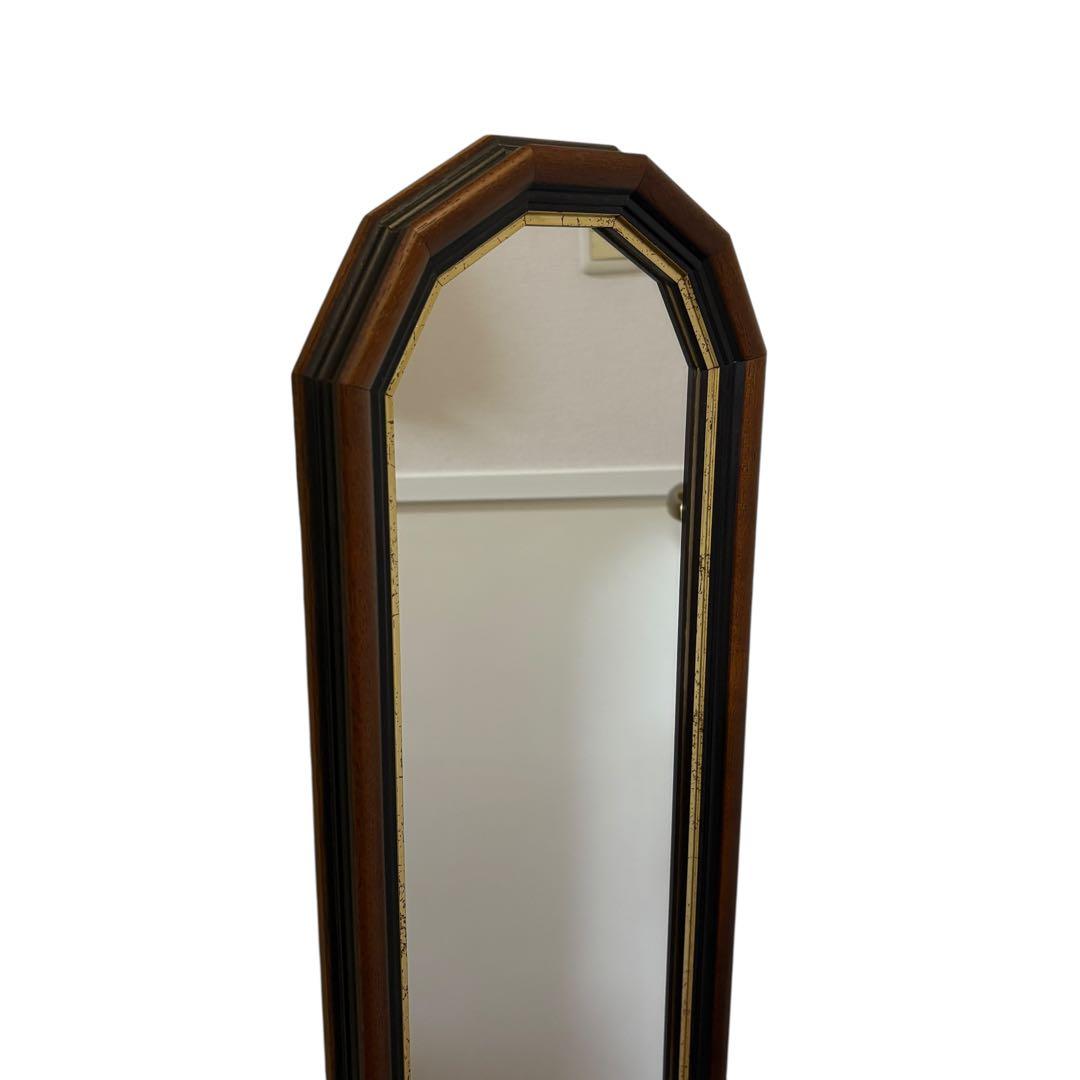 イタリア製 アンティーク ウォールミラー 壁掛け 鏡 ブラウン　立てかけ