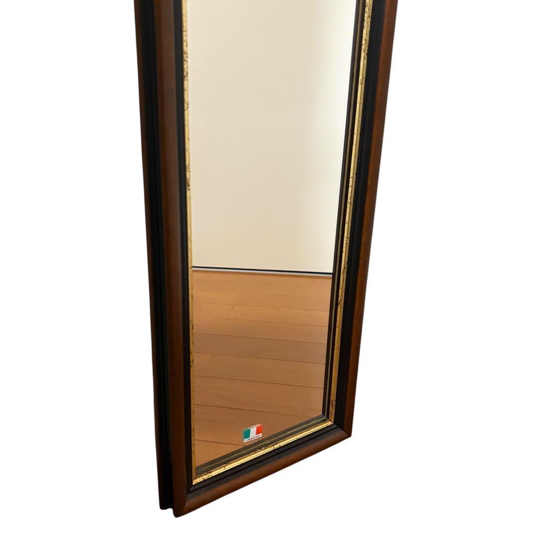 イタリア製 アンティーク ウォールミラー 壁掛け 鏡 ブラウン　立てかけ