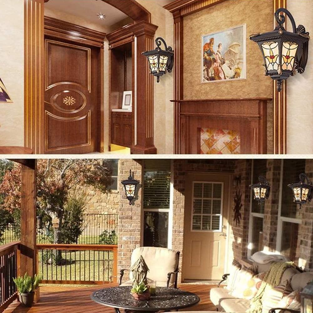 北欧風デザイン ポーチライト　ステンドグラス　玄関照明