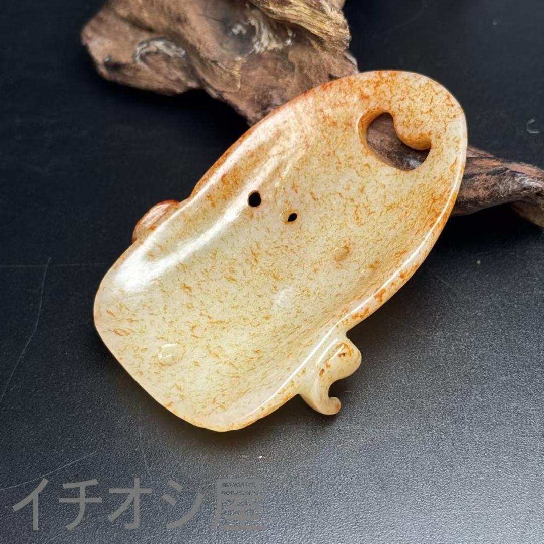 中国古美術【和田古玉 石家河文化 玉面具】 祭祀玉器 置物 唐物 裝身具