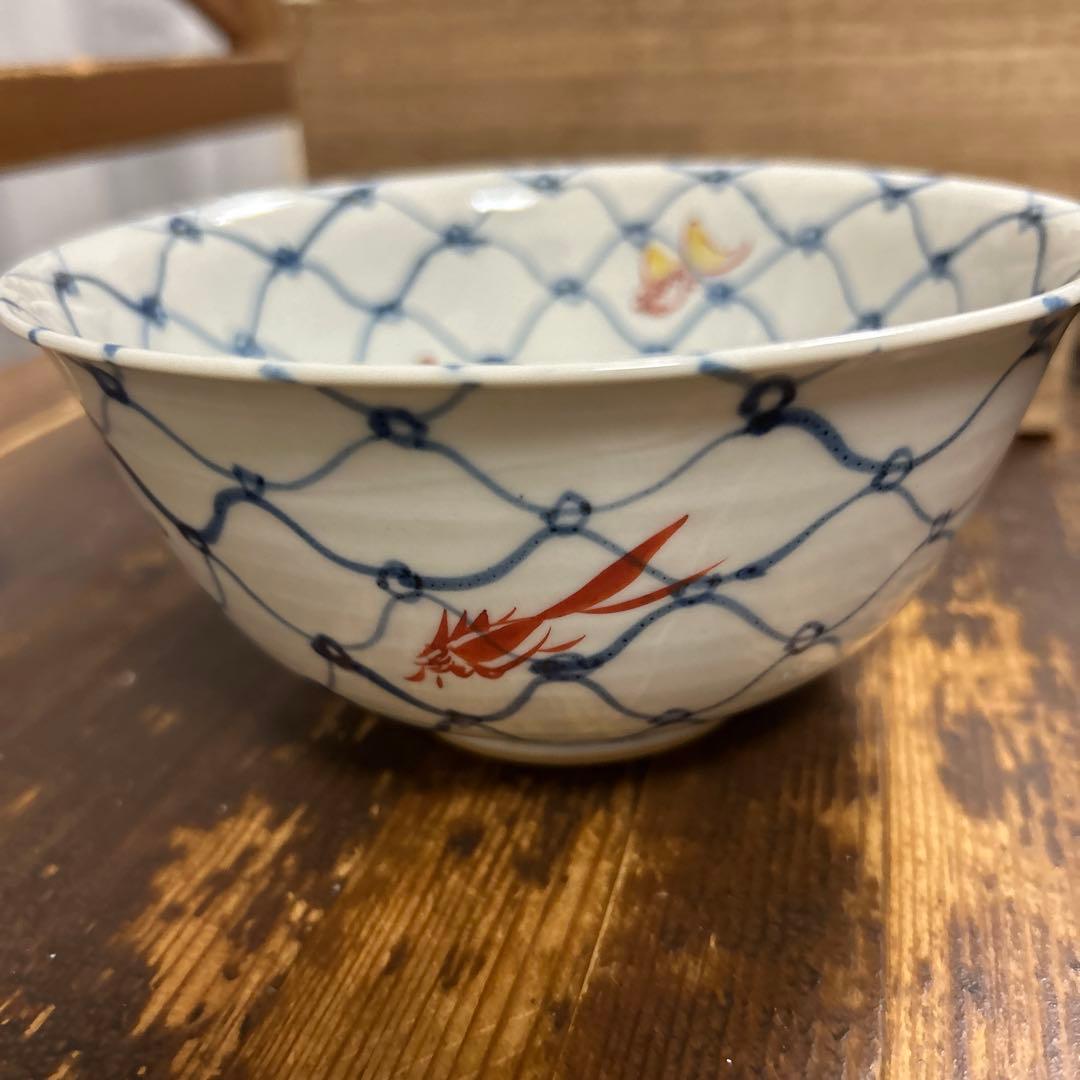 希少　九谷焼　正木春蔵（師 須田菁華）色絵染付魚紋網鉢　作家物　中鉢　うつわ花田