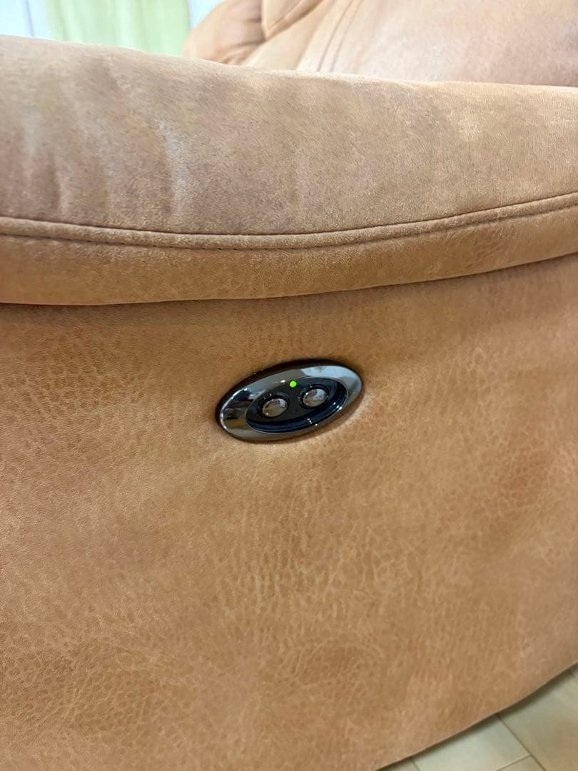 美品✨ブラウン　電動リクライニング3人掛けソファ