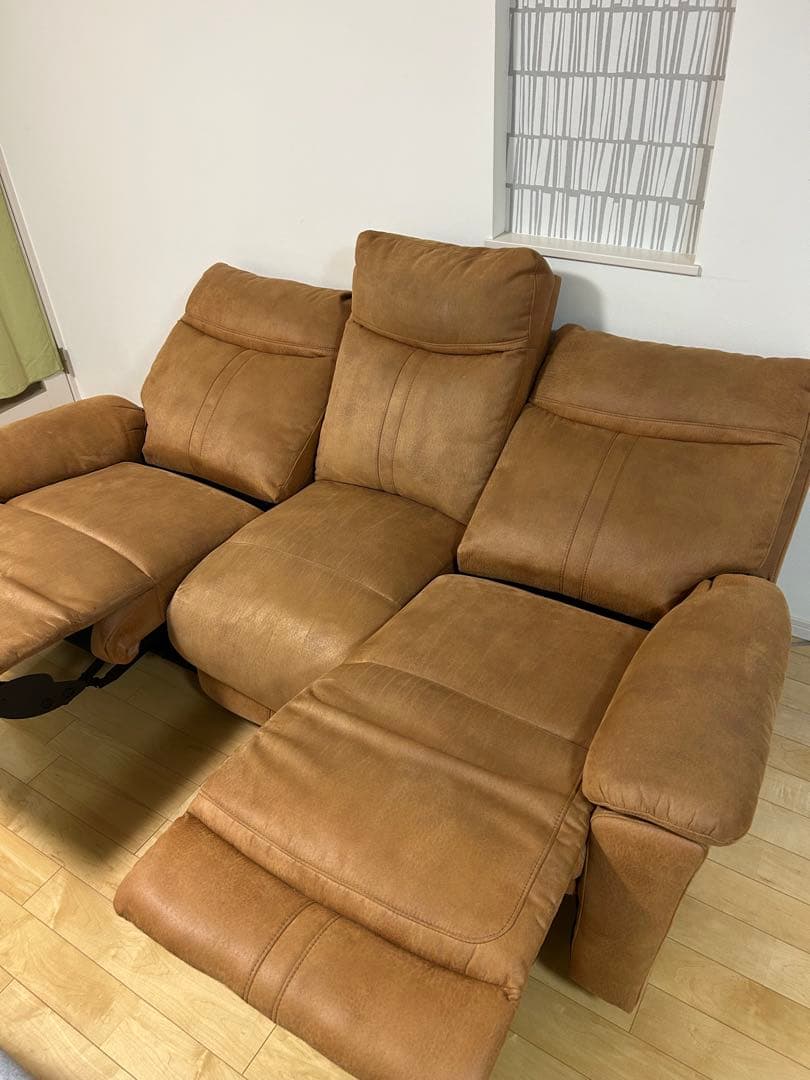 美品✨ブラウン　電動リクライニング3人掛けソファ