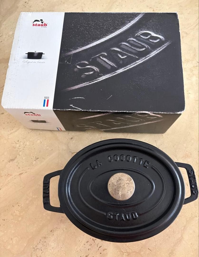 レア◆STAUB ストウブ ココット オーバル 黒 15cm ブラック ピコ