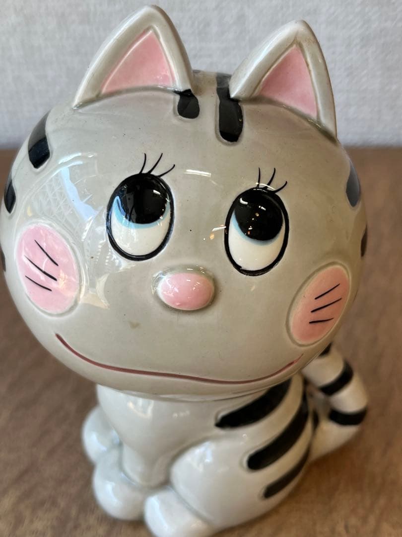内藤ルネ　猫の貯金箱　RUNE 置物　希少カラー　レトロ雑貨　古雑貨