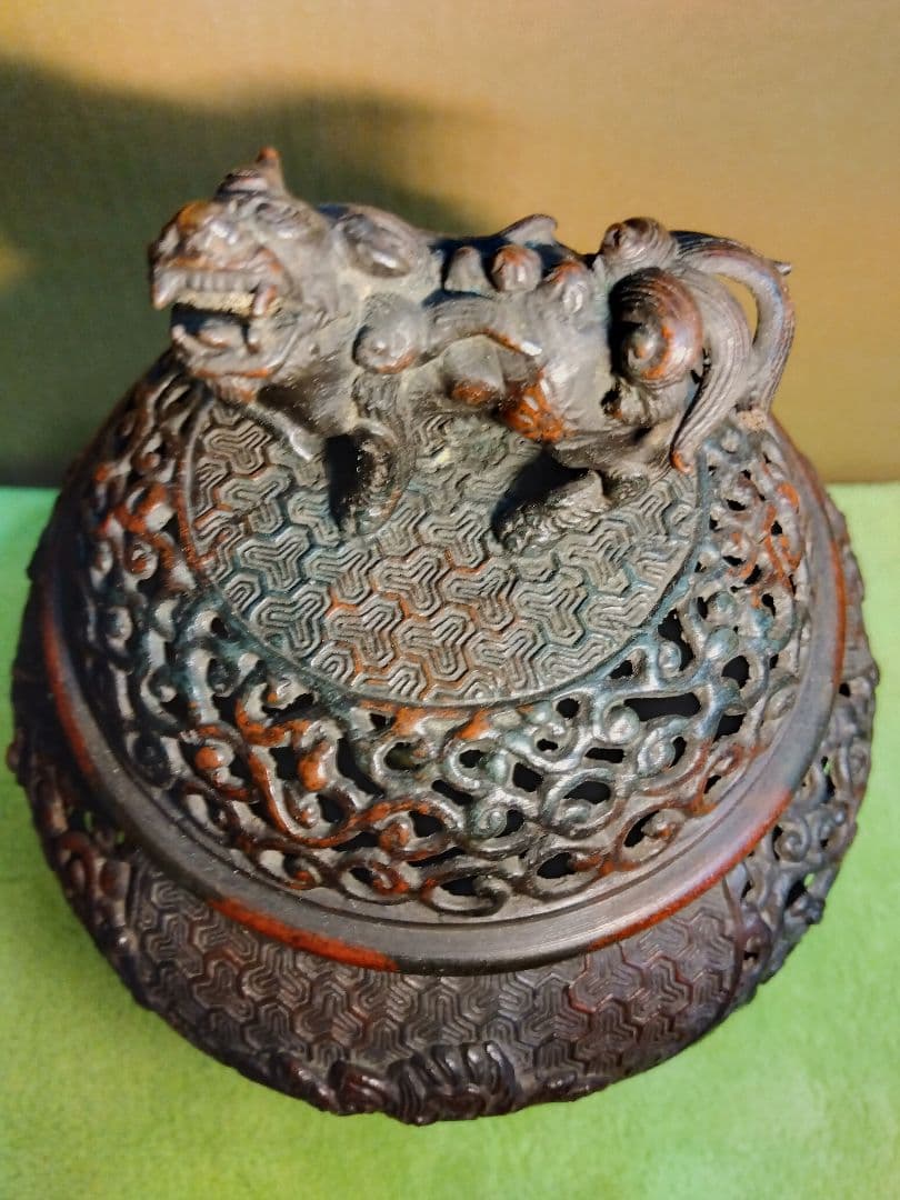 金属工芸　唐獅子　香炉