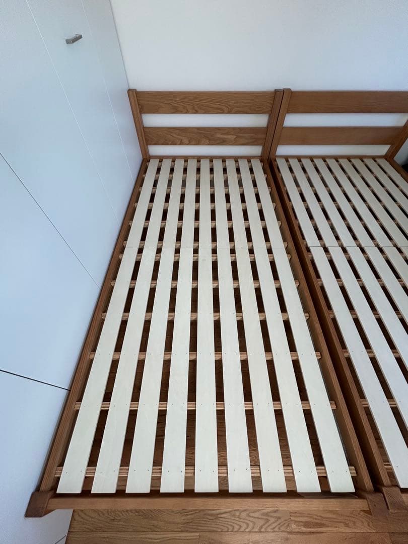 【直接受け渡し限定】木製ベッド2台(オーク材) 無印良品 フレームのみ シングル