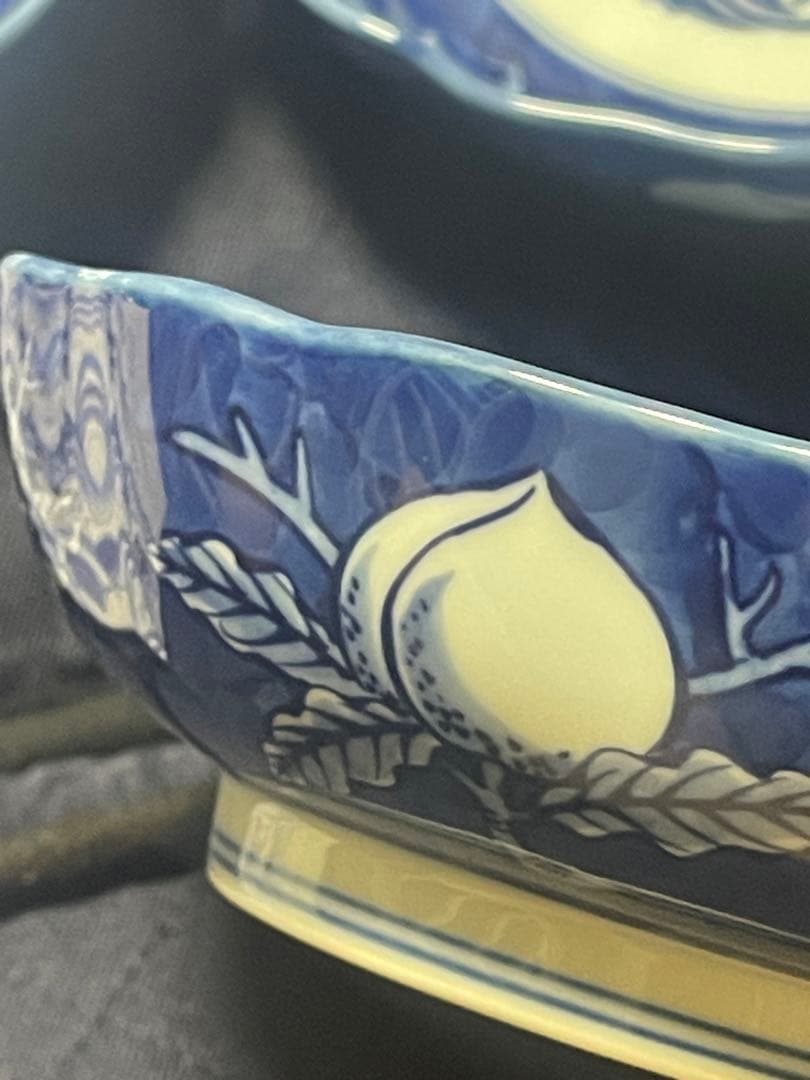 源右衛門窯　染濃桃絵　鉢　5枚セット未使用