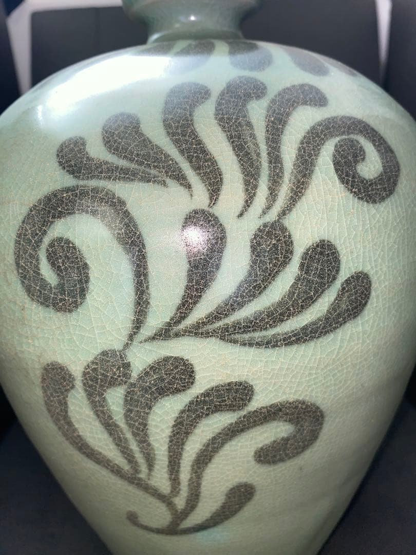 鉄絵 絵高麗　高麗青磁 花草紋 梅瓶　朝鮮 高麗 李朝 花瓶 骨董品 時代品