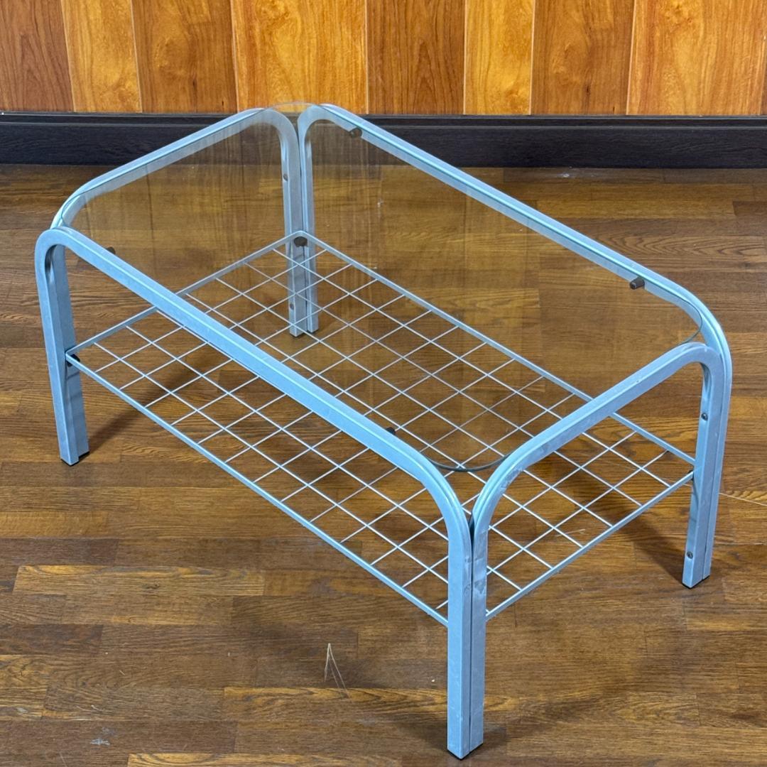 ミッドセンチュリー　角型　ガラステーブル　スペースエイジ