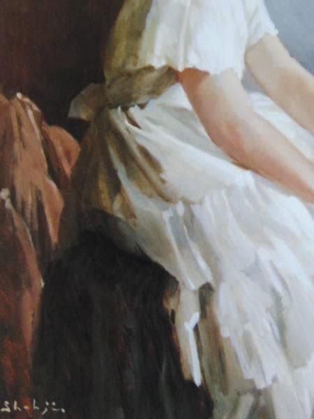 上 尚司、白いドレス、高級希少画集画、版上サイン入 新品額付