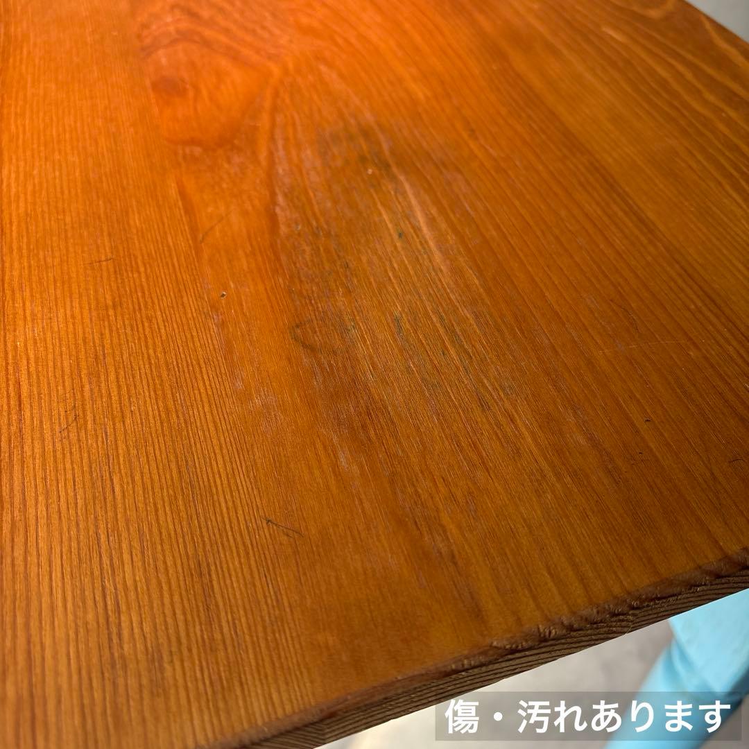 カントリー風 木製テーブル デスク 引き出し付き 水色 アンティーク風