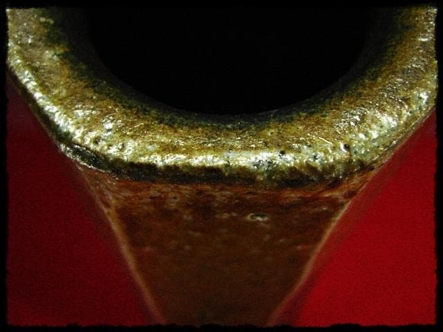 備前 大型高約43cm 面取 花瓶 井上武 太閤窯 黄ゴマ 花入