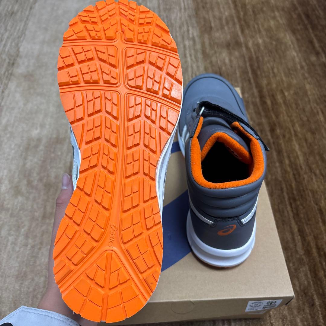 asics ハイカット安全靴 グレー/オレンジ