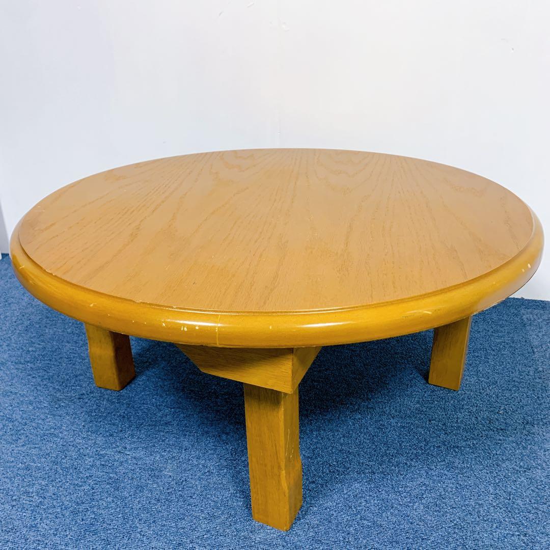 昭和レトロ　和家具　折りたたみ式ヴィンテージ丸ちゃぶ台　円卓　丸座卓　丸テーブル