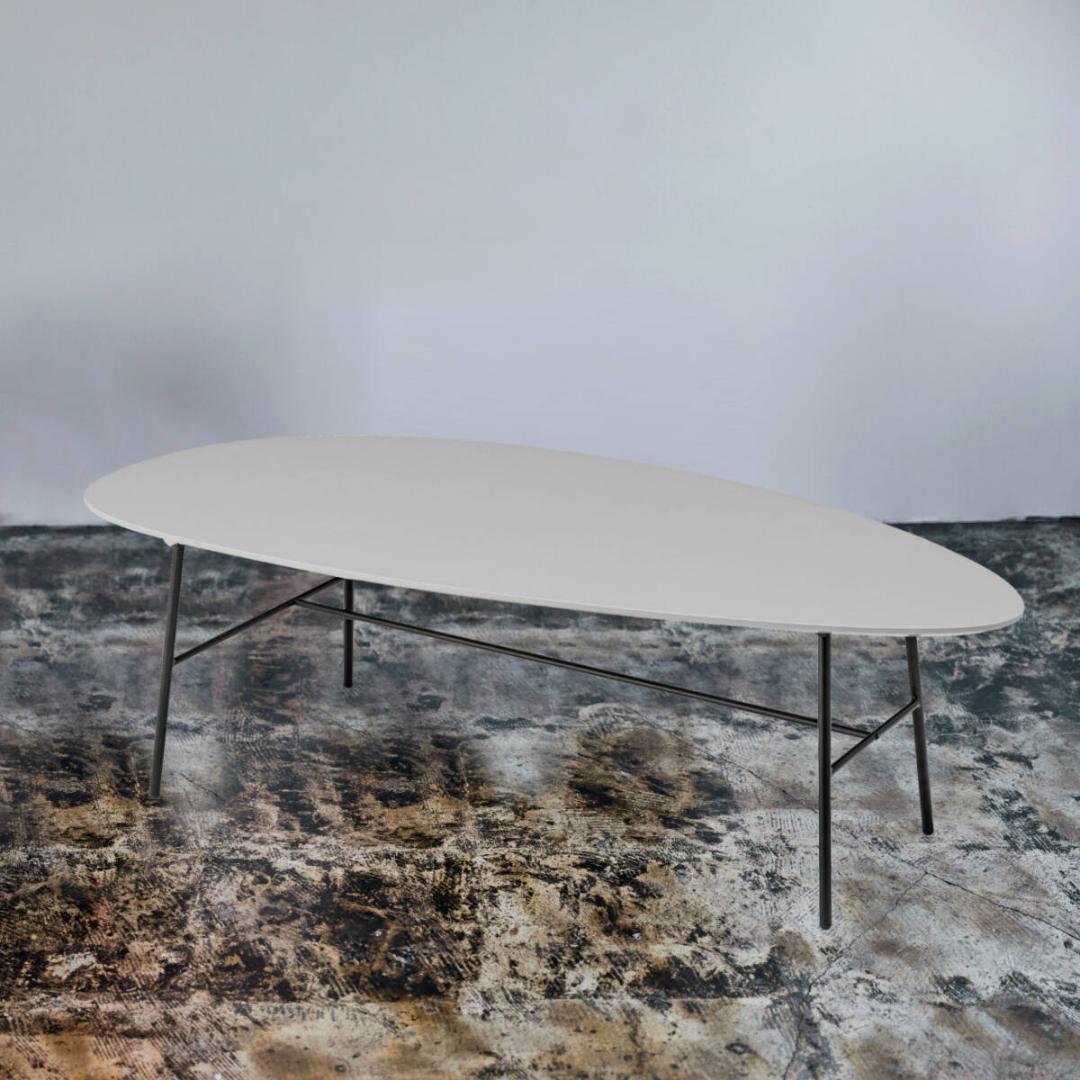 ★アーバンモダン★ オーバルテーブル スチール脚 リビング コーヒー ソファー