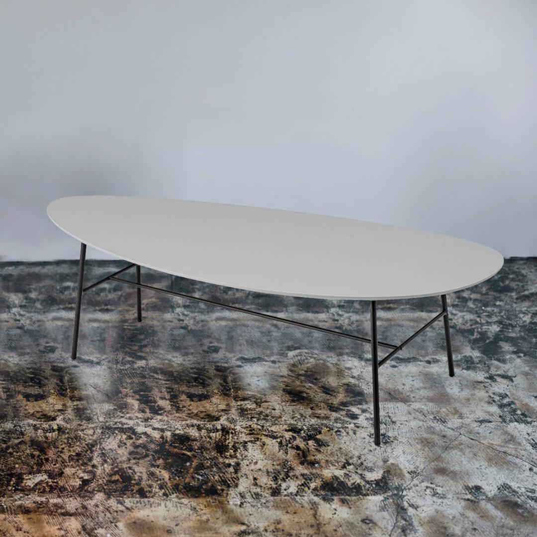 ★アーバンモダン★ オーバルテーブル スチール脚 リビング コーヒー ソファー