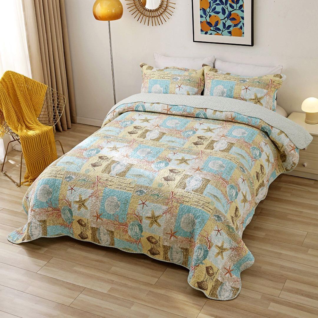 キルトベッドカバー3点セット綿マルチカバー キルティング 285