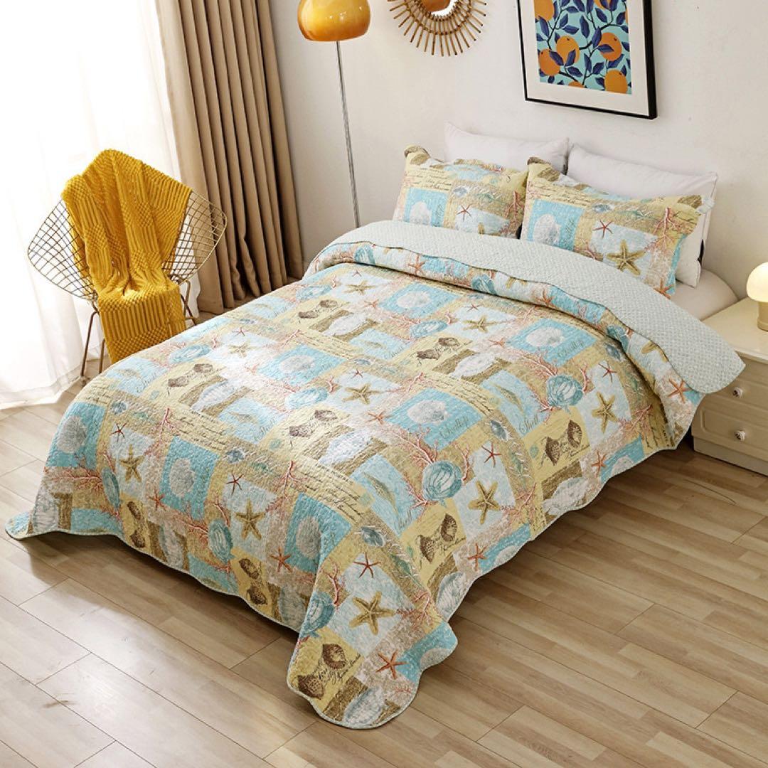 キルトベッドカバー3点セット綿マルチカバー キルティング 285