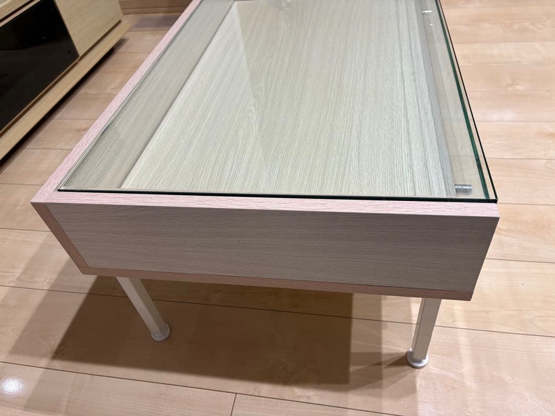 ガラス天板引き出し付きセンターテーブル