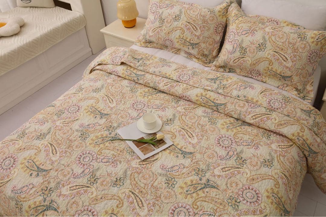 キルトベッドカバー3点セット綿マルチカバー キルティング 836