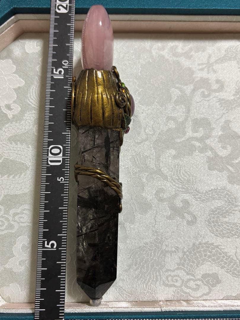 マジカルワンド　ブラックルチル　ローズクォーツ　ハート　大　天然石