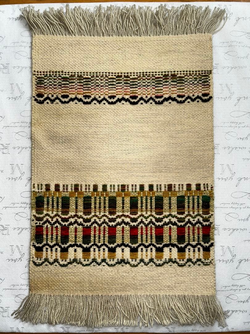 美品 希少品 北海道旭川優佳良織北海道手織り毛100%テーブルセンター