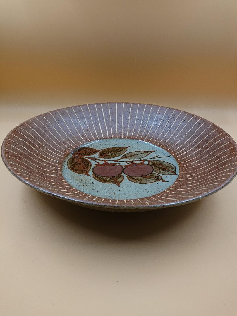 益子焼 飾り皿 【柿図】