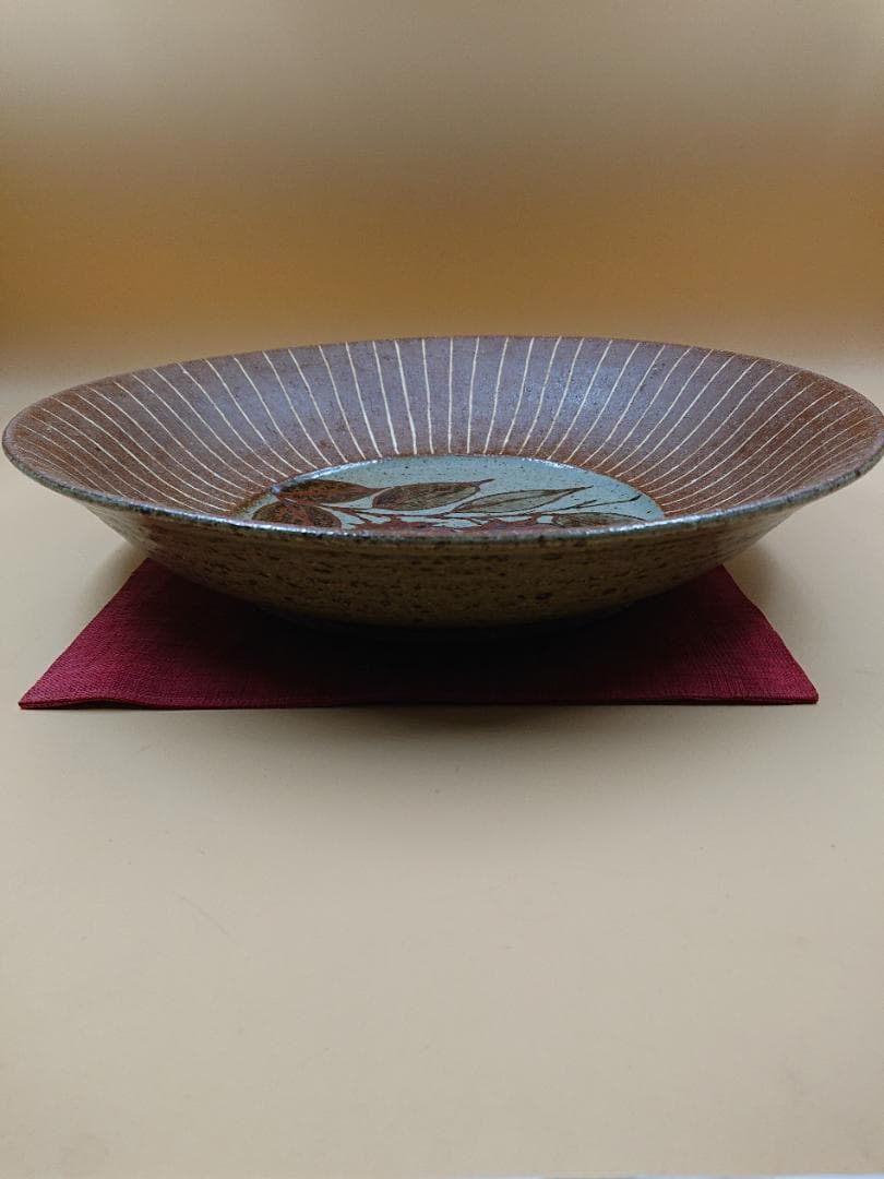 益子焼 飾り皿 【柿図】