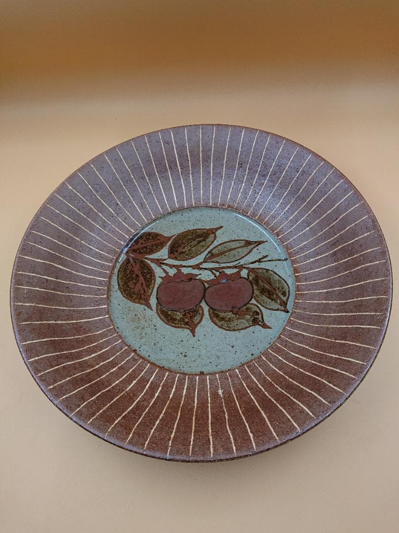 益子焼 飾り皿 【柿図】