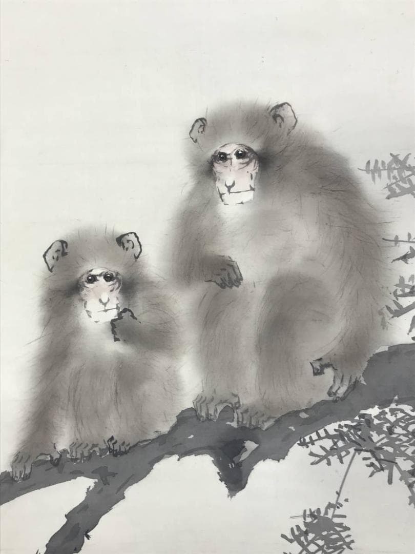 二井谷友宏）真作/望月青鳳/猿図/花鳥図/掛軸/名家伝来/AE-106