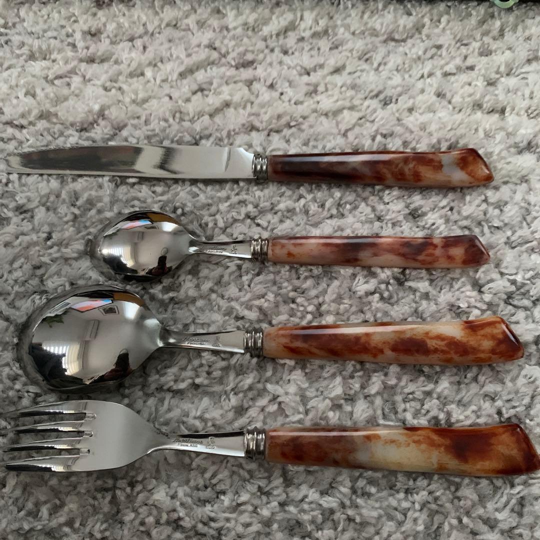 未使用　マーシャン　レトロ　マーブル　カトラリーセット　24本セット