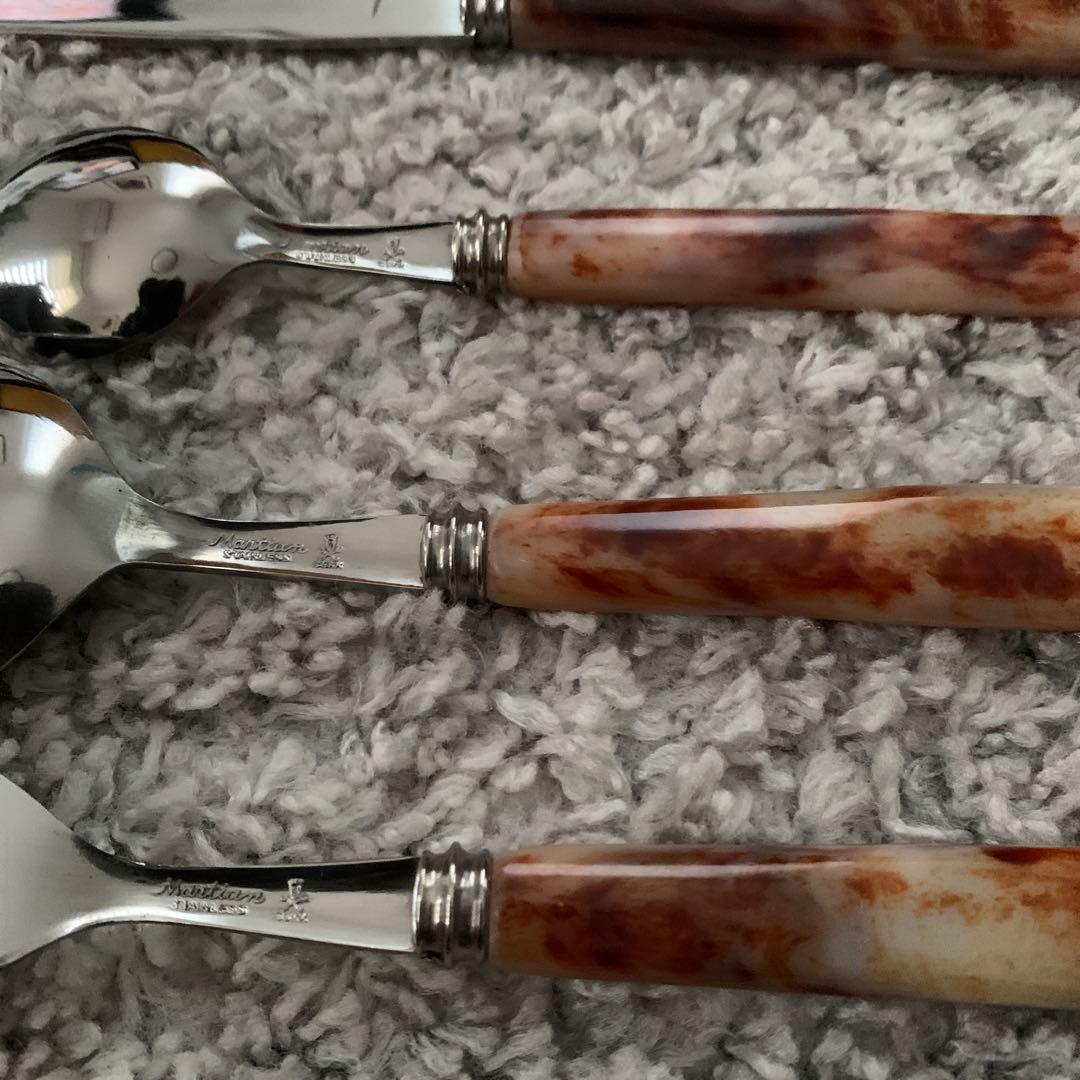 未使用　マーシャン　レトロ　マーブル　カトラリーセット　24本セット