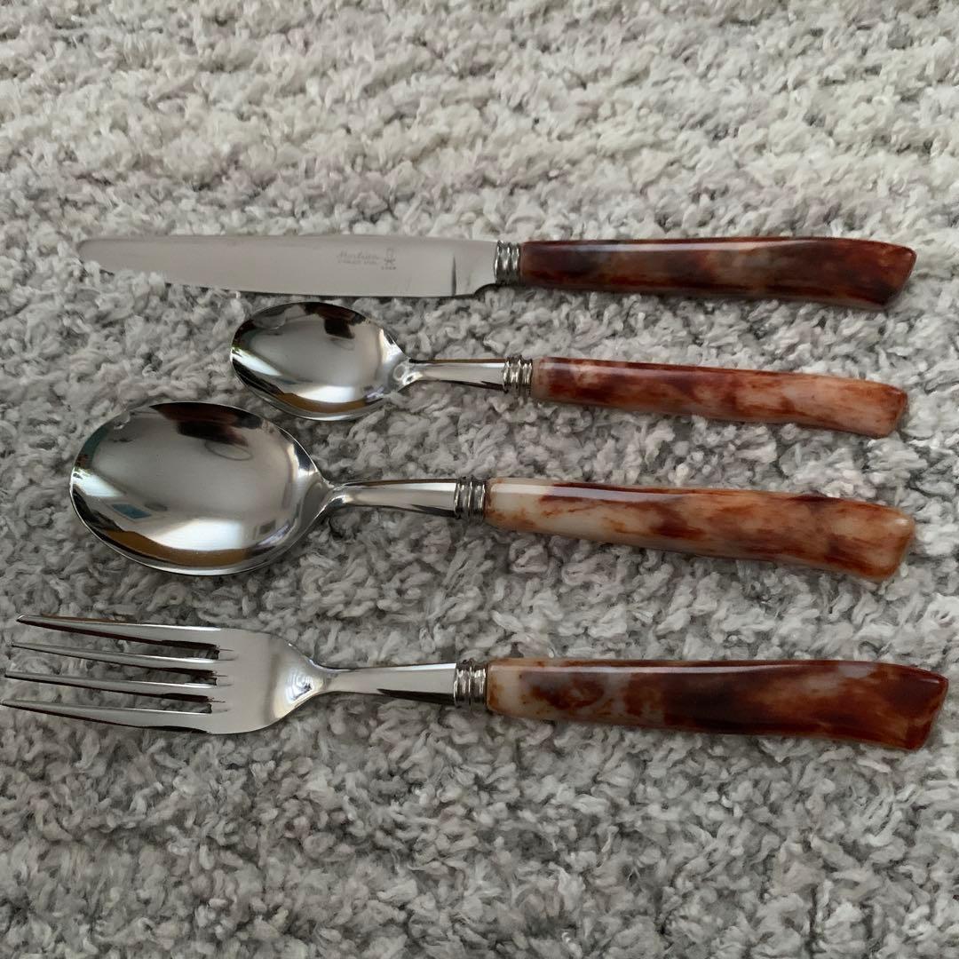 未使用　マーシャン　レトロ　マーブル　カトラリーセット　24本セット