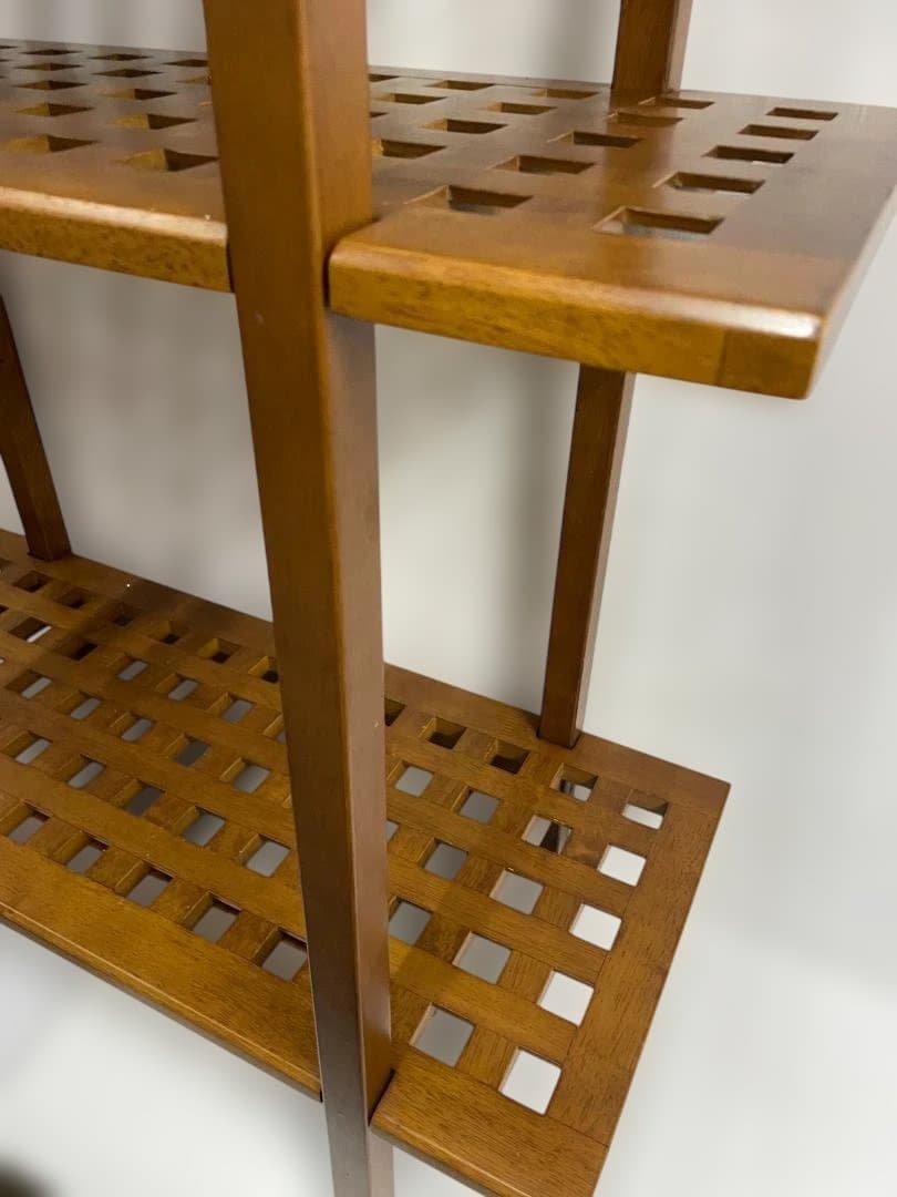 木製3段　オープンシェルフ 格子状　09c55