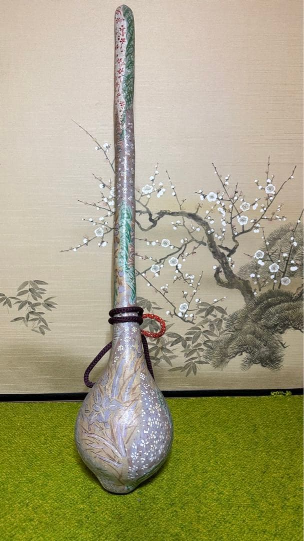 着物の絵付け師/逸品/ひょうたん/瓢箪/オブジェ/縁起物/組紐付き