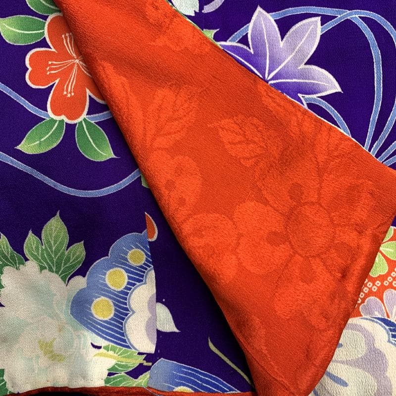 601ag8□七五三 三歳 アンティーク女児 着物&兵児帯 蝶 花□状態良好