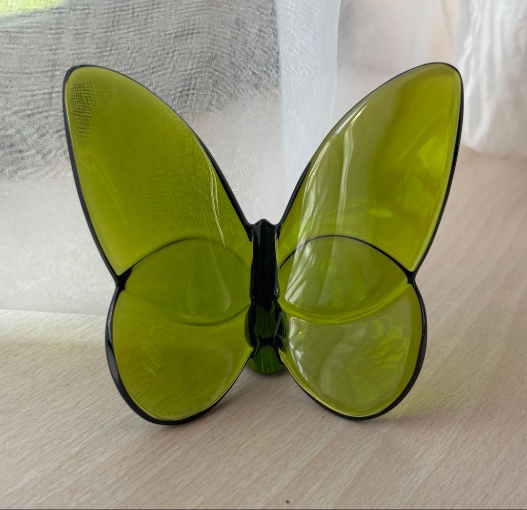 Baccarat ラッキーバタフライ置物 グリーン