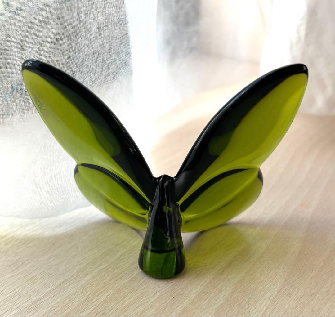 Baccarat ラッキーバタフライ置物 グリーン