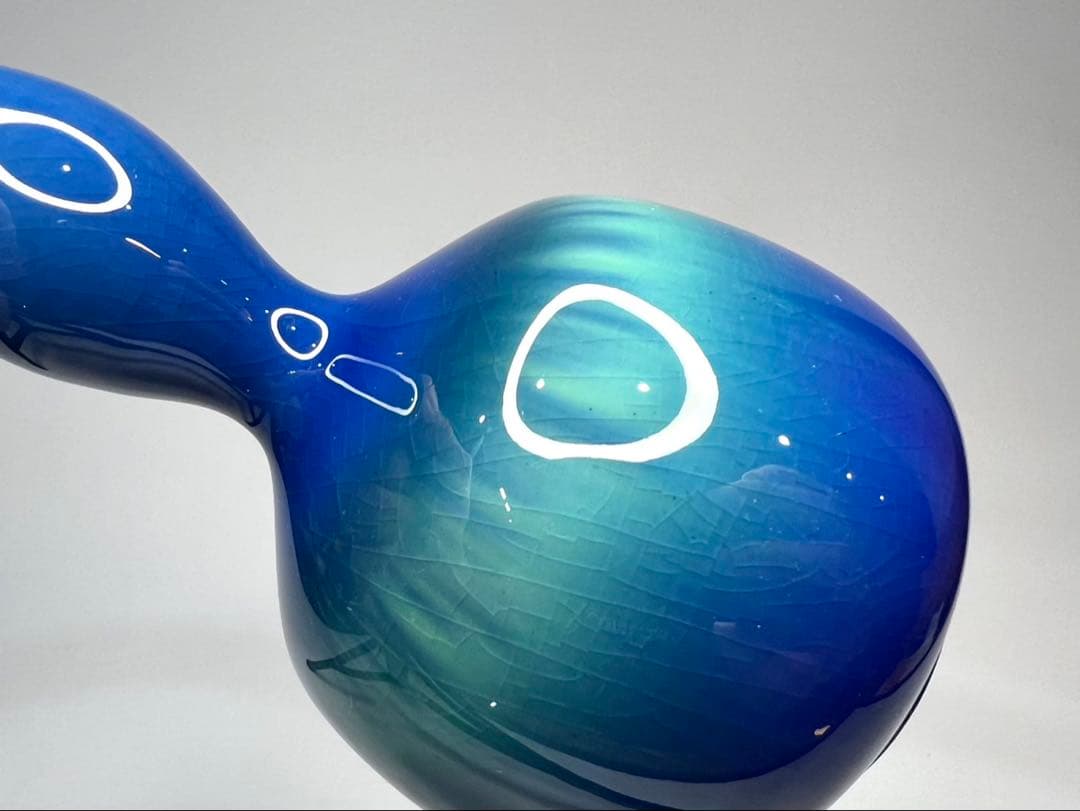 【人間国宝】三代 徳田八十吉 燿彩 花生 約15.5cm 金彩銘