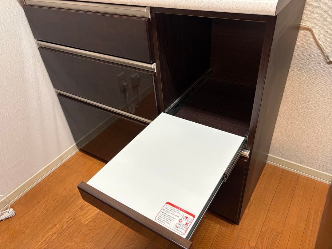 ニトリ　キッチンカウンター　天板付き　ダークブラウン
