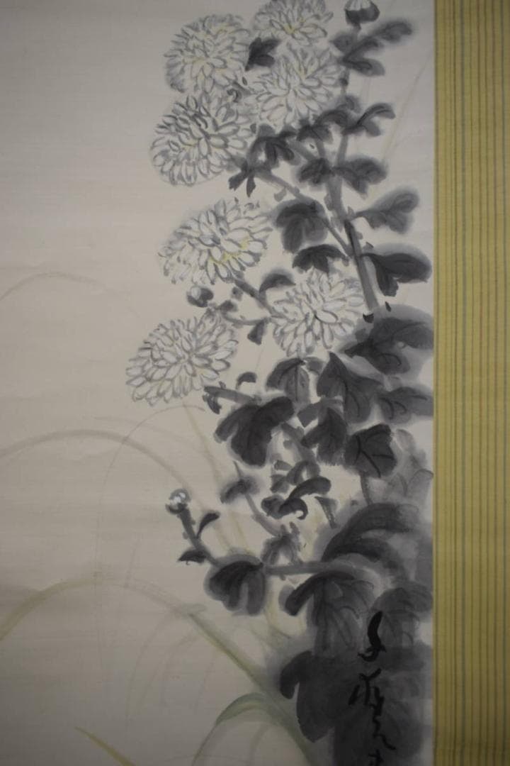 真作/小川千甕/紅葉菊に小禽図/布袋屋掛軸HJ-342 - メルカリ