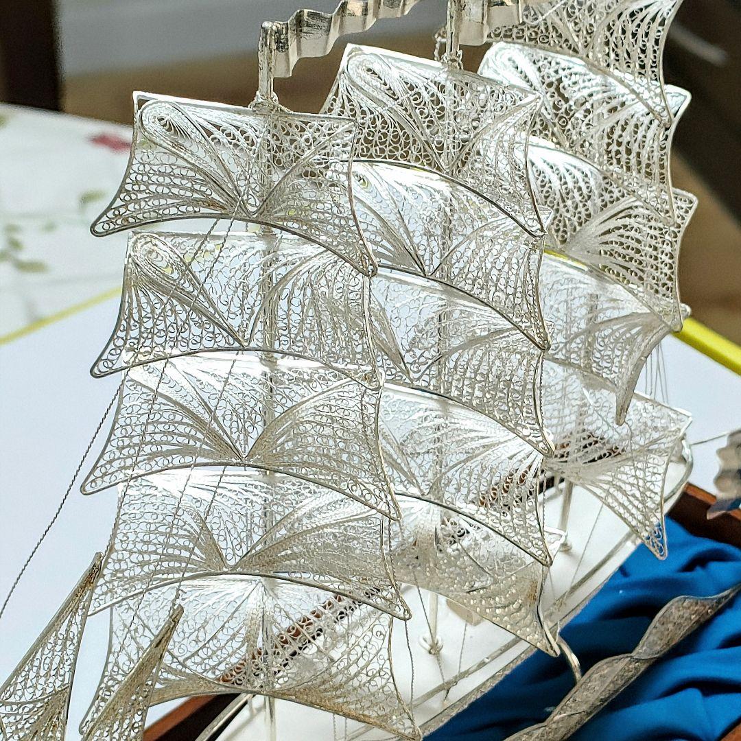 ○5729#0206 SV900 銀線細工 帆船の置物(台座一体型) 0105 - メルカリ