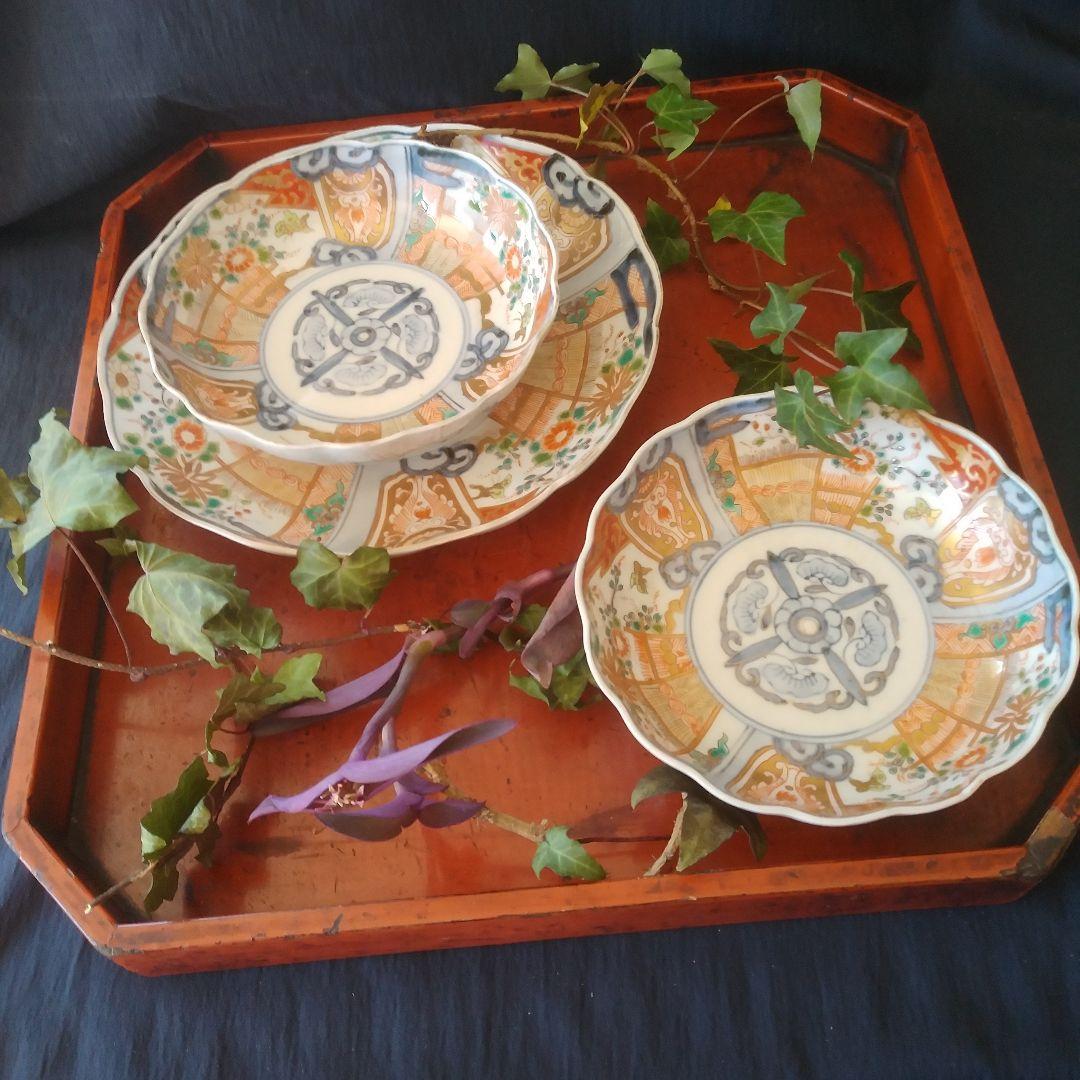 「テーブルウェアを古伊万里で！①」中皿(21.5cm)と膾皿 4客セット 骨董ア