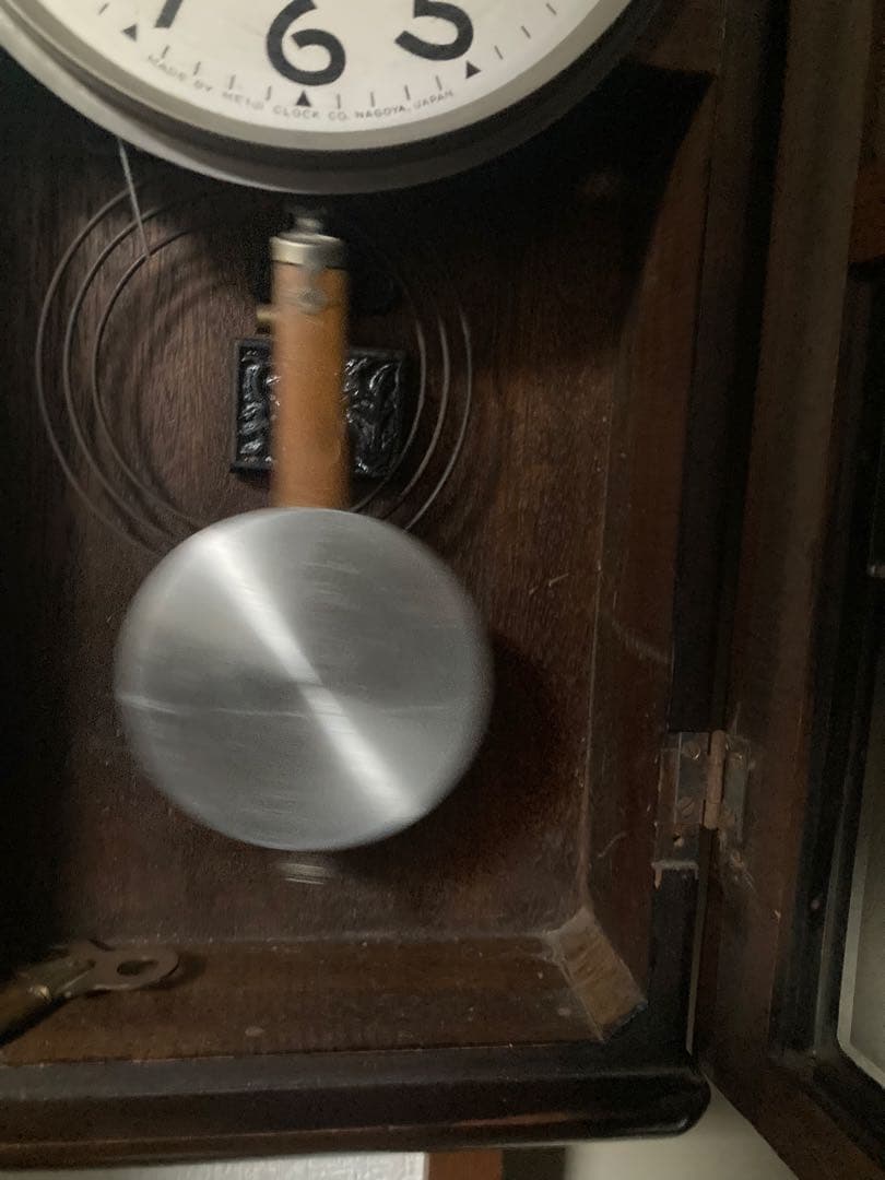 Meiji時計 数打ち式8日巻アンティーク柱時計 稼働中