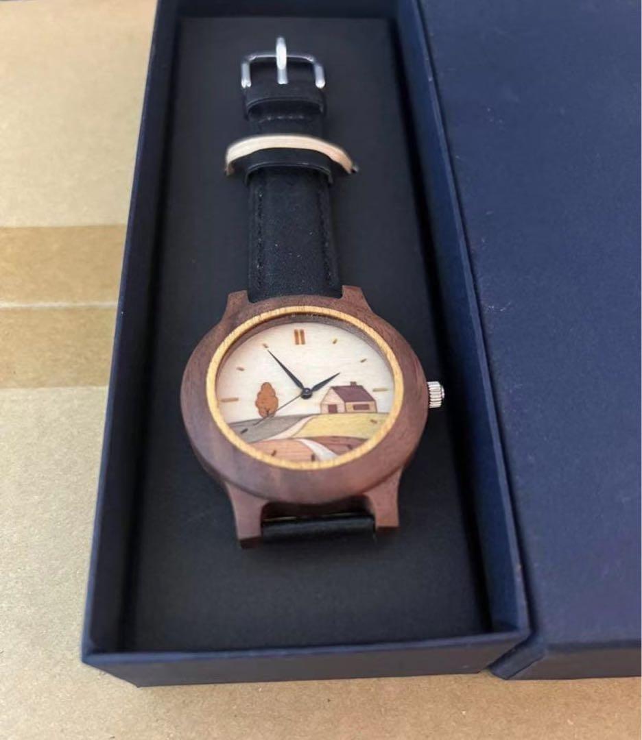 ウォールナット 2S-W 寄せ木腕時計　腕時計 ツートン