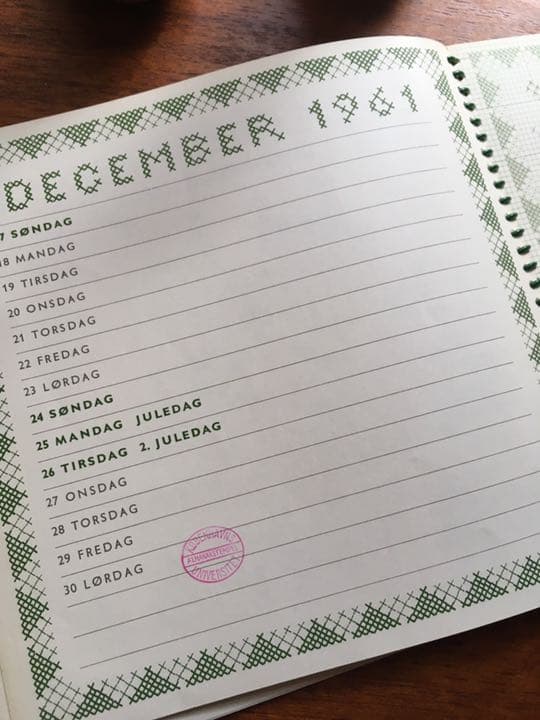 d1:  Fremme フレメ　カレンダー　１９６１年　クロスステッチ　刺繍